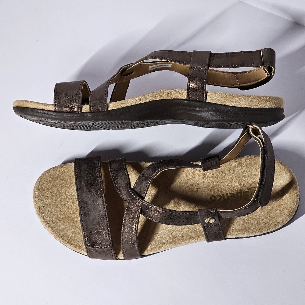 Brown Crisscross Leatherette Sandals with Velcro Ankle Strap
